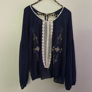Gimmicks by BKE blue chiffon top - L